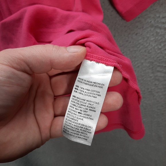 Chicos Shirt Womens 2 US Large Pink V Neck Short Sleeve Careerwear Preppy Casual - Picture 7 of 7